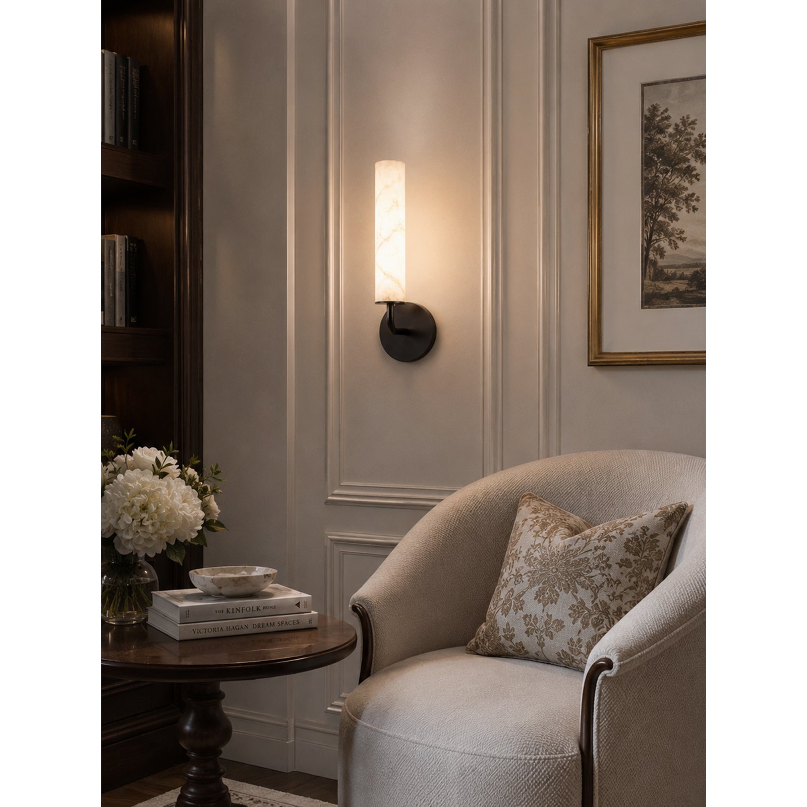 Casoria Natural Alabaster Cylinder Wall Sconce