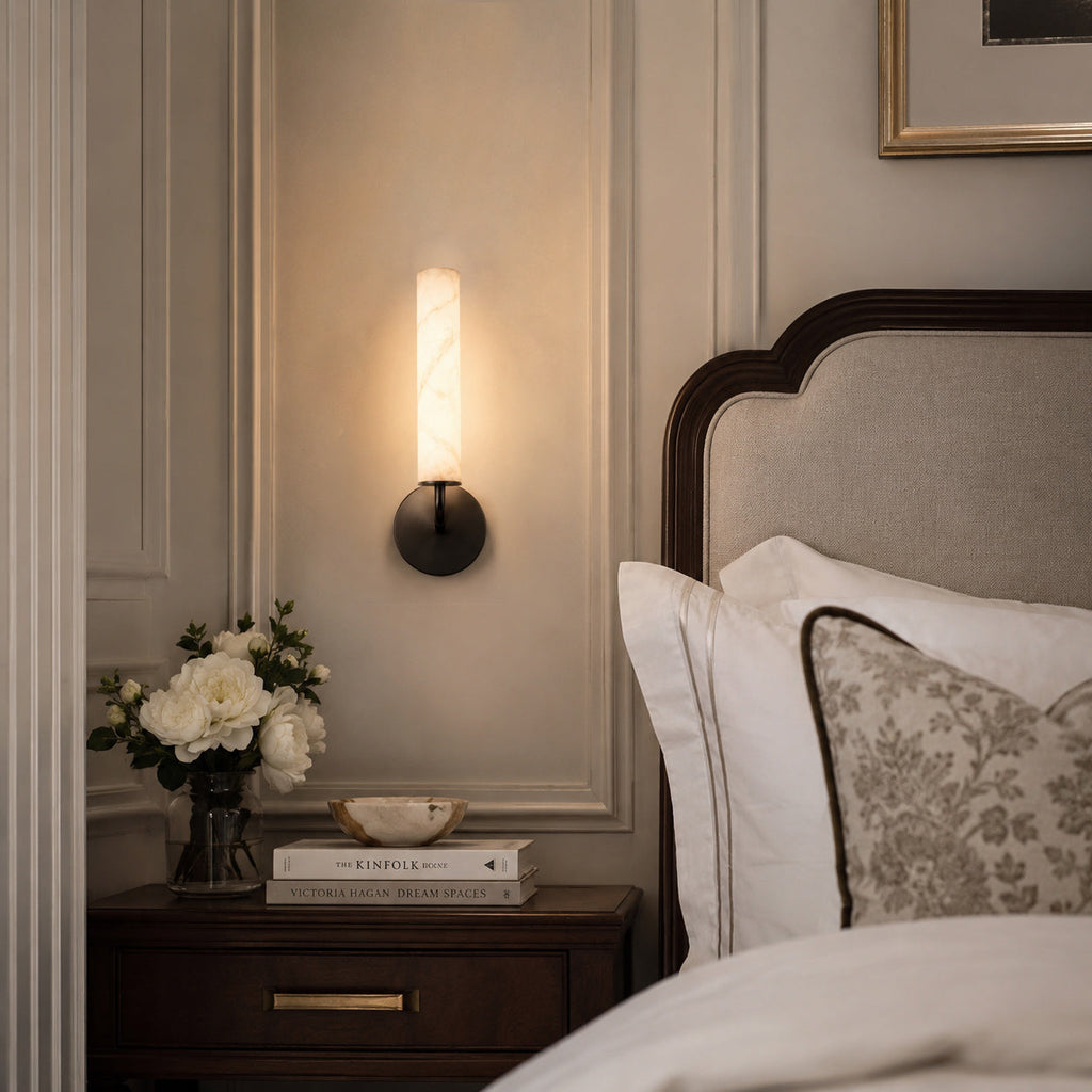 Casoria Natural Alabaster Cylinder Wall Sconce