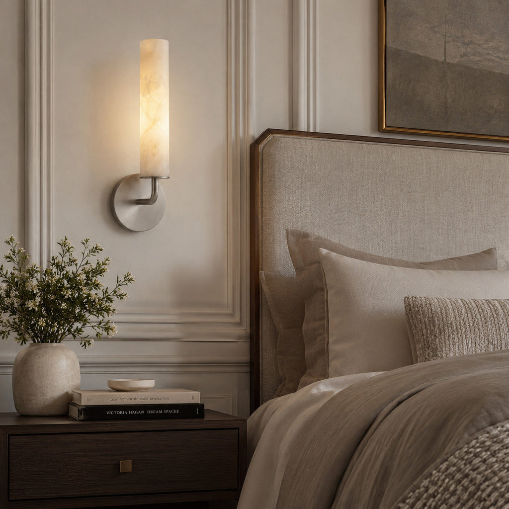 Casoria Natural Alabaster Cylinder Wall Sconce