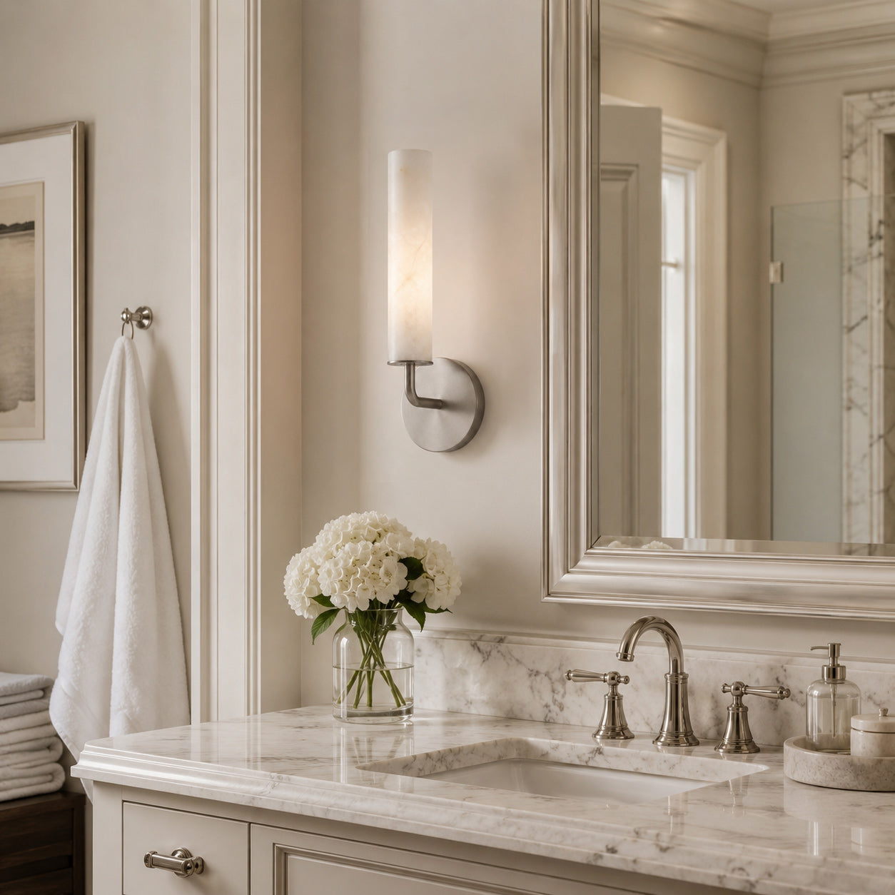 Casoria Natural Alabaster Cylinder Wall Sconce