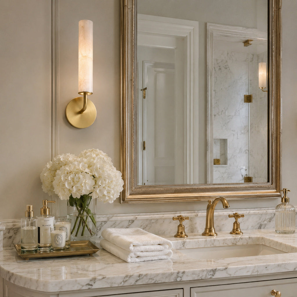 Casoria Natural Alabaster Cylinder Wall Sconce