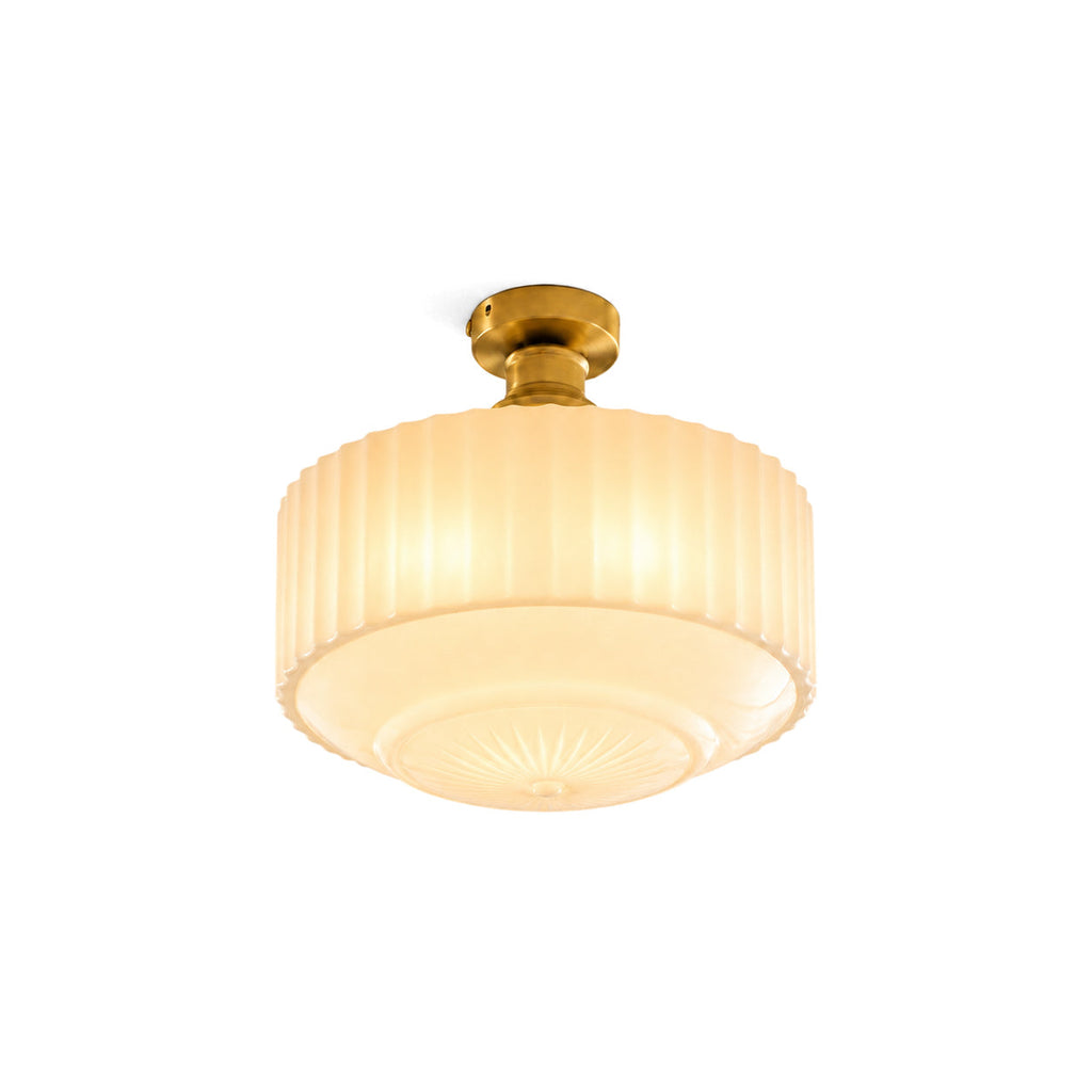 Cassian Fluted Opal Glass Semi-Flush Ceiling Light