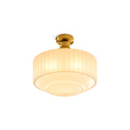 Cassian Fluted Opal Glass Semi-Flush Ceiling Light