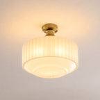 Cassian Fluted Opal Glass Semi-Flush Ceiling Light