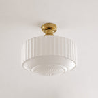 Cassian Fluted Opal Glass Semi-Flush Ceiling Light