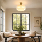 Cassian Fluted Opal Glass Semi-Flush Ceiling Light