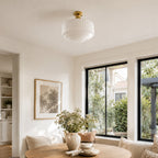Cassian Fluted Opal Glass Semi-Flush Ceiling Light