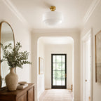 Cassian Fluted Opal Glass Semi-Flush Ceiling Light