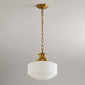 Cassian Fluted Opal Glass Drum Pendant with Brass Chain