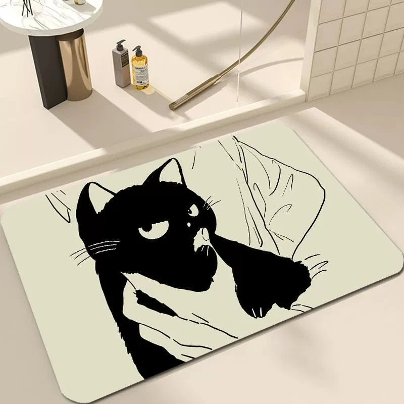 Doormat Polyester Non Slip Cartoon Cat Indoor Floor Mat