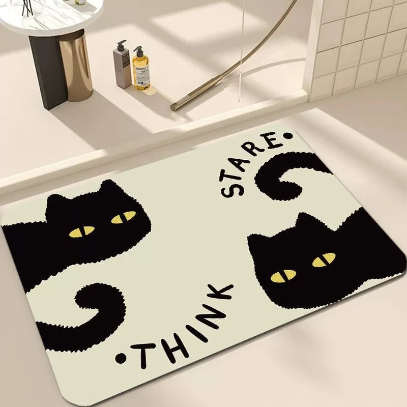 Doormat Polyester Non Slip Cartoon Cat Indoor Floor Mat