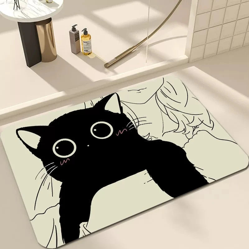 Doormat Polyester Non Slip Cartoon Cat Indoor Floor Mat