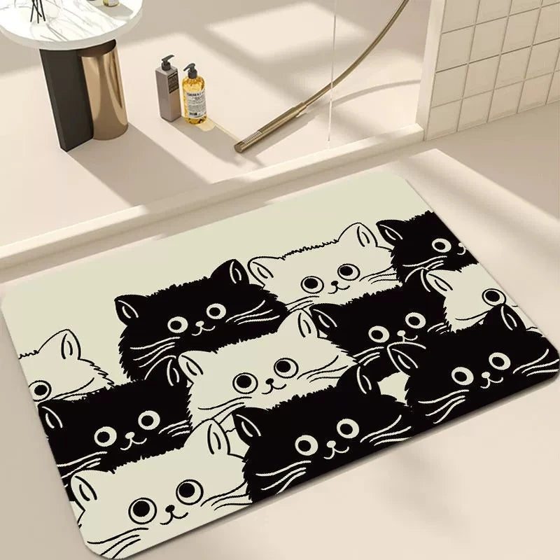 Doormat Polyester Non Slip Cartoon Cat Indoor Floor Mat