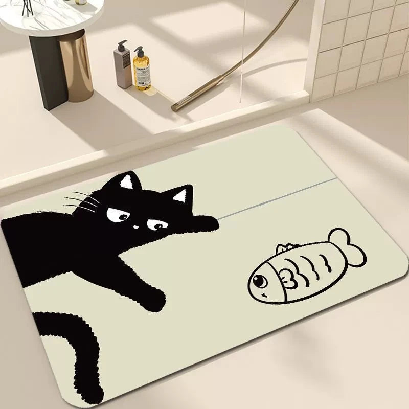Doormat Polyester Non Slip Cartoon Cat Indoor Floor Mat