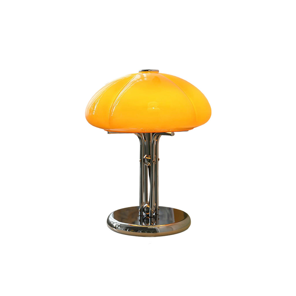 Cato Retro Caramel Glass Table Lamp with Chrome Base