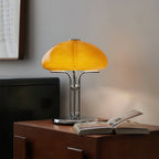 Cato Retro Caramel Glass Table Lamp with Chrome Base