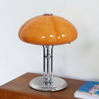 Cato Retro Caramel Glass Table Lamp with Chrome Base