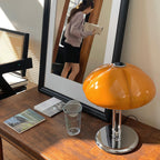 Cato Retro Caramel Glass Table Lamp with Chrome Base