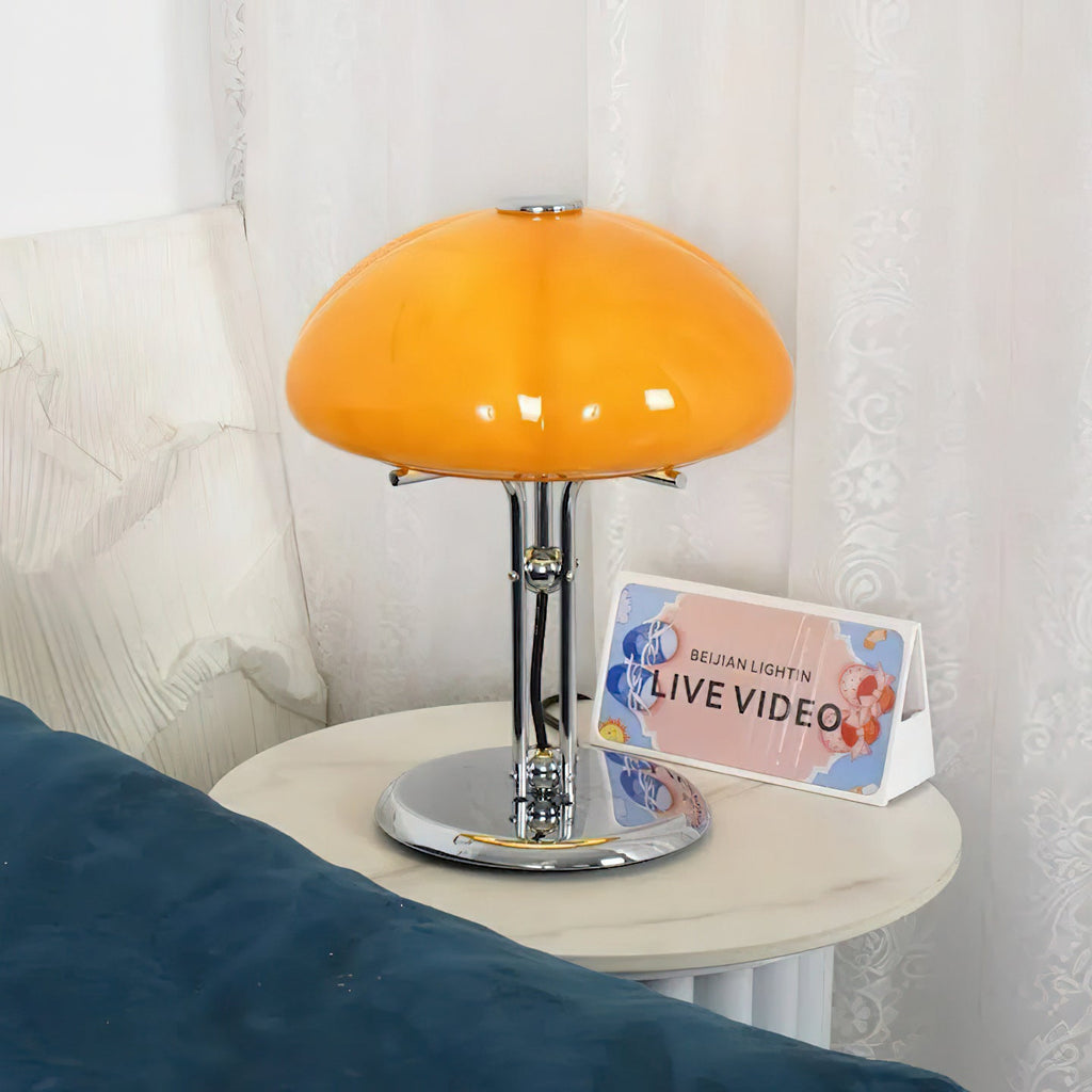 Cato Retro Caramel Glass Table Lamp with Chrome Base