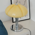 Cato Retro Caramel Glass Table Lamp with Chrome Base