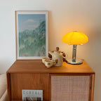 Cato Retro Caramel Glass Table Lamp with Chrome Base