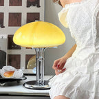 Cato Retro Caramel Glass Table Lamp with Chrome Base