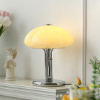 Cato Retro Caramel Glass Table Lamp with Chrome Base