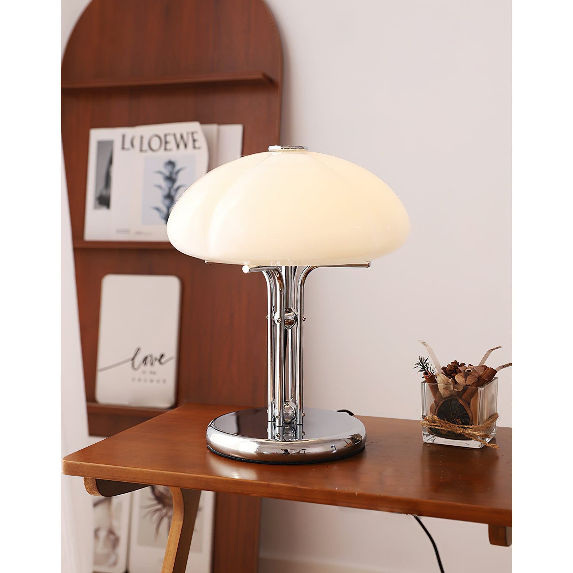 Cato Retro Caramel Glass Table Lamp with Chrome Base