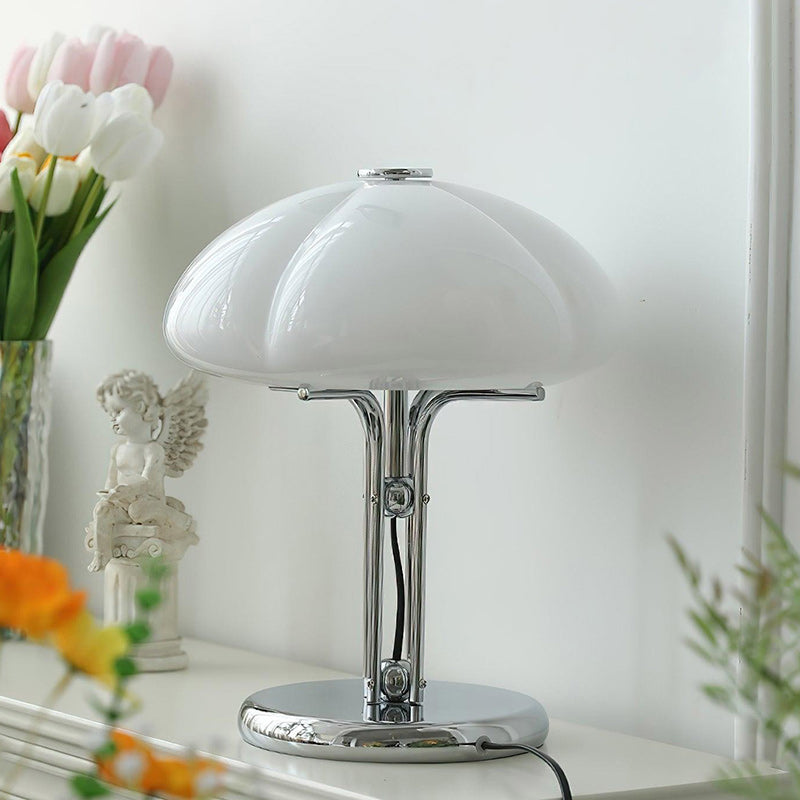 Cato Retro Caramel Glass Table Lamp with Chrome Base