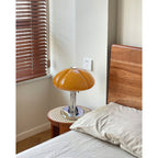 Cato Retro Caramel Glass Table Lamp with Chrome Base