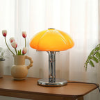 Cato Retro Caramel Glass Table Lamp with Chrome Base