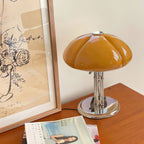 Cato Retro Caramel Glass Table Lamp with Chrome Base