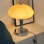 Cato Retro Caramel Glass Table Lamp with Chrome Base