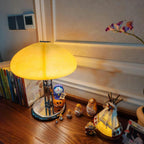 Cato Retro Caramel Glass Table Lamp with Chrome Base