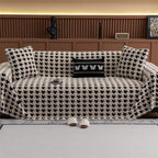 CavalliLoom: Elegant Microfiber Couch Cover with Houndstooth Design & Protective Function – for Sofa & Living Area