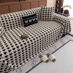 CavalliLoom: Elegant Microfiber Couch Cover with Houndstooth Design & Protective Function – for Sofa & Living Area
