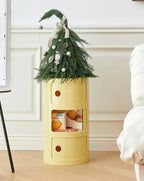 CavoModul: Round Side Table with Storage & Sliding Doors in Modern Design – for Living Room & Bedroom