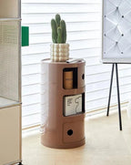 CavoModul: Round Side Table with Storage & Sliding Doors in Modern Design – for Living Room & Bedroom