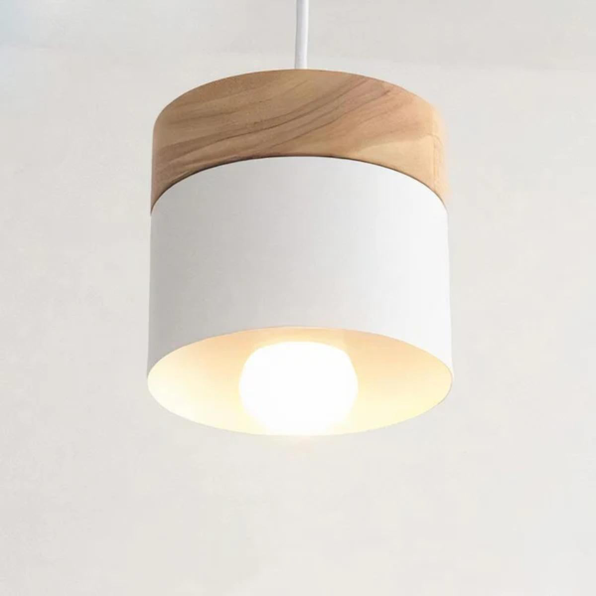 Ceiling Pendant Light Wood and Metal Adjustable Hardwired Fixture