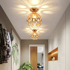 Ceiling Light Flush Mount Crystal Metal Frame LED Compatible Indoor Lighting