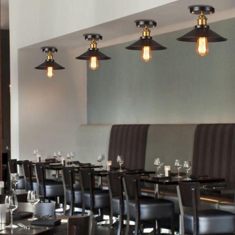 Ceiling Light Flush Mount Metal Shade LED Compatible Industrial Style