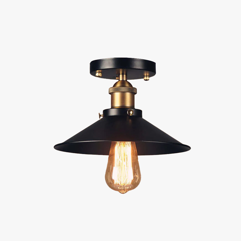 Ceiling Light Flush Mount Metal Shade LED Compatible Industrial Style