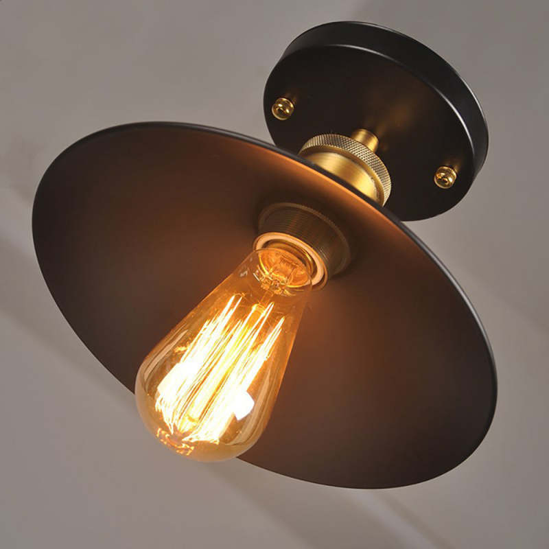Ceiling Light Flush Mount Metal Shade LED Compatible Industrial Style