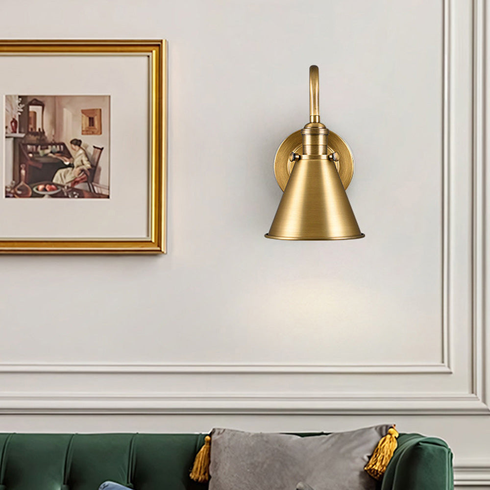 Cellmn Gooseneck Cone Wall Sconce (Brass or Black)