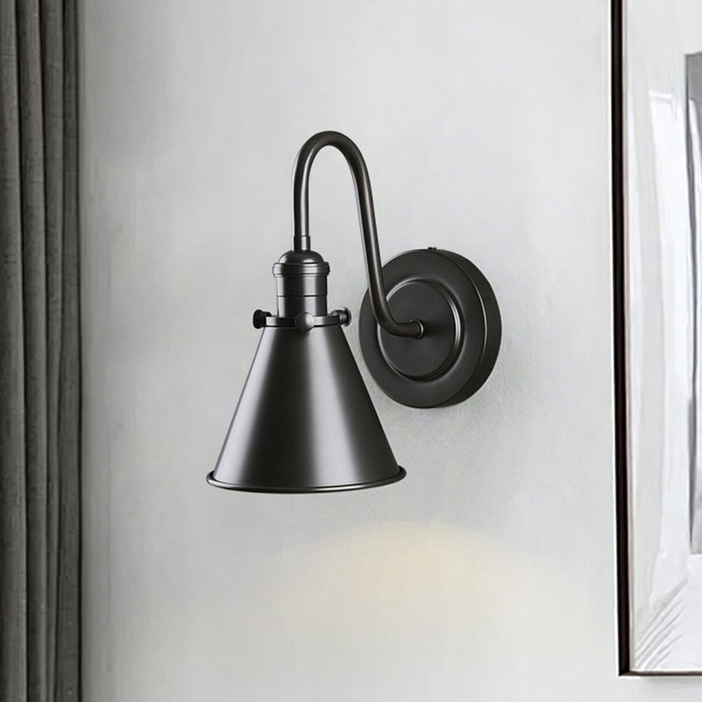 Cellmn Gooseneck Cone Wall Sconce (Brass or Black)