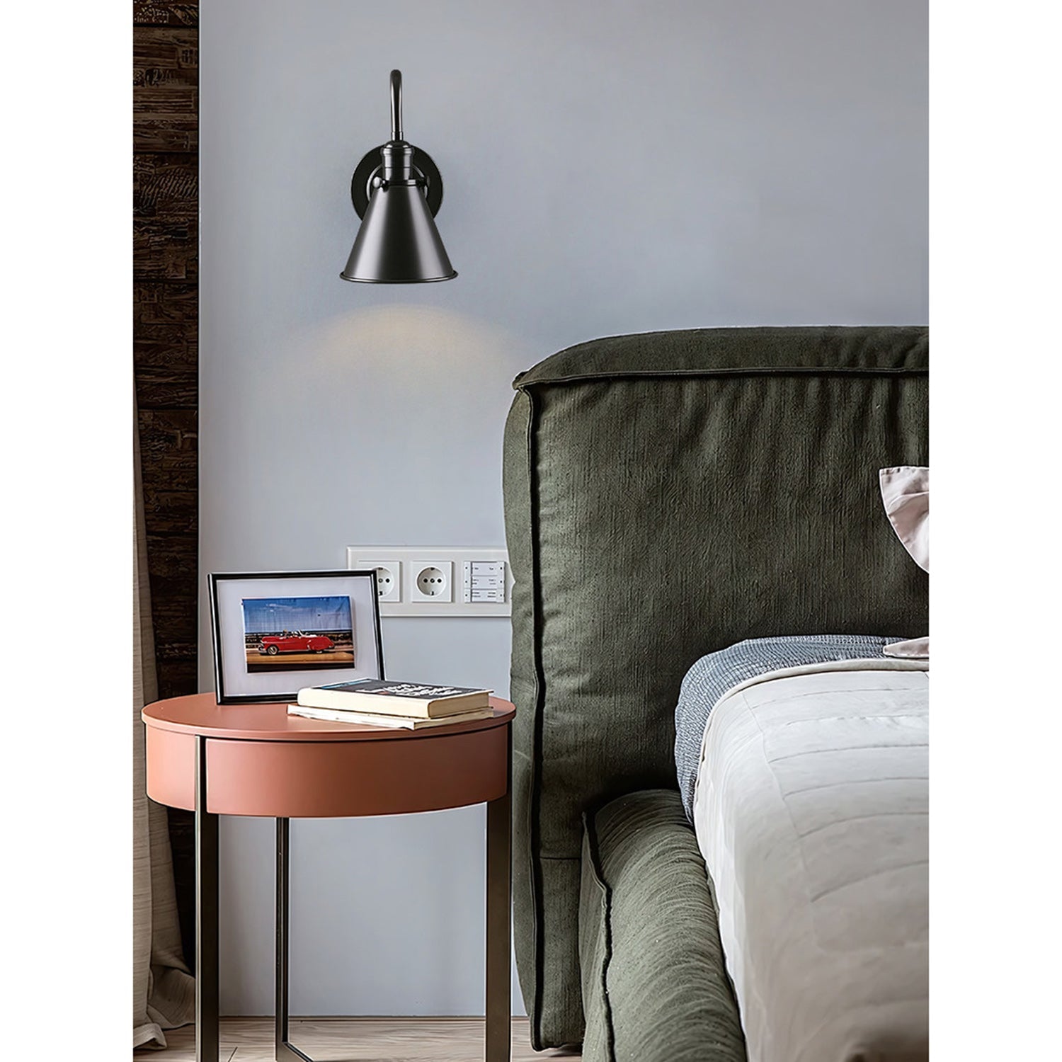 Cellmn Gooseneck Cone Wall Sconce (Brass or Black)