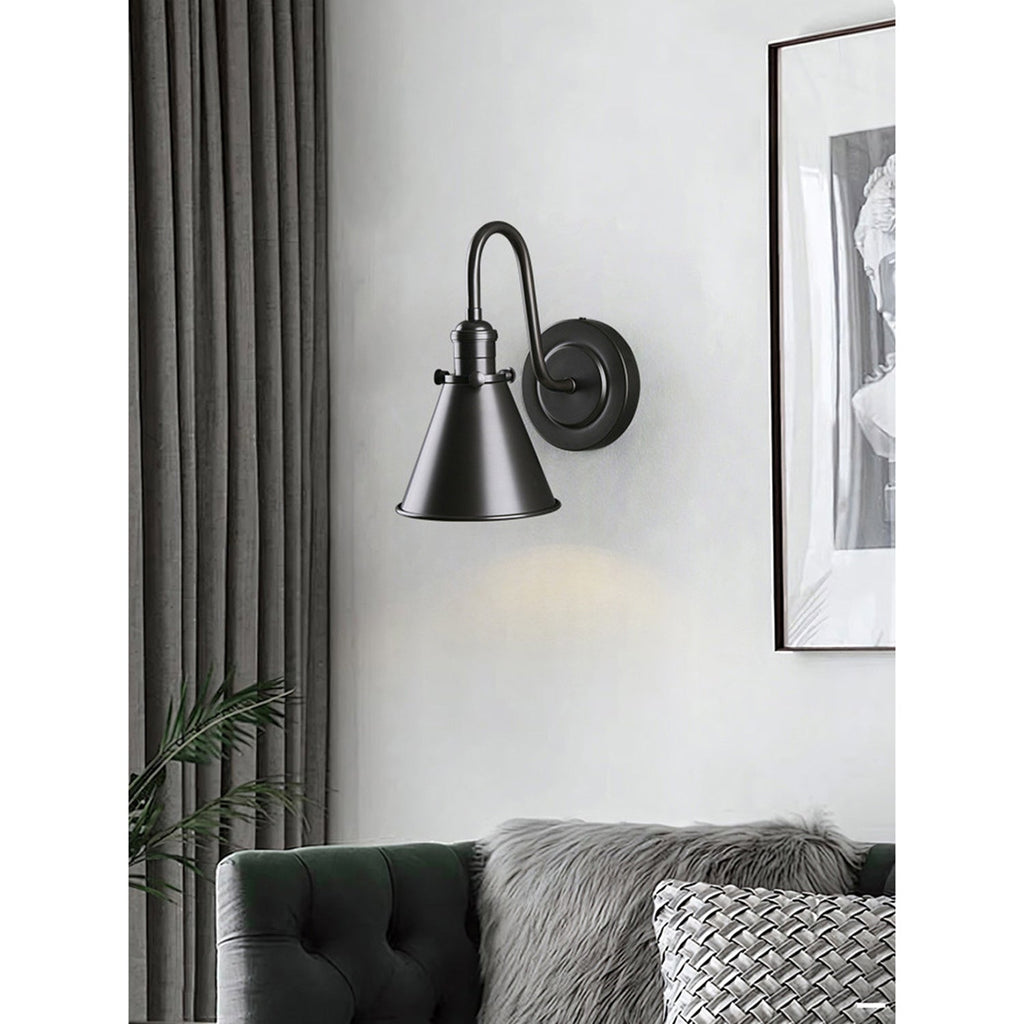 Cellmn Gooseneck Cone Wall Sconce (Brass or Black)