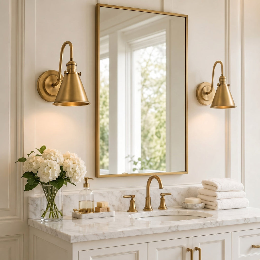 Cellmn Gooseneck Cone Wall Sconce (Brass or Black)