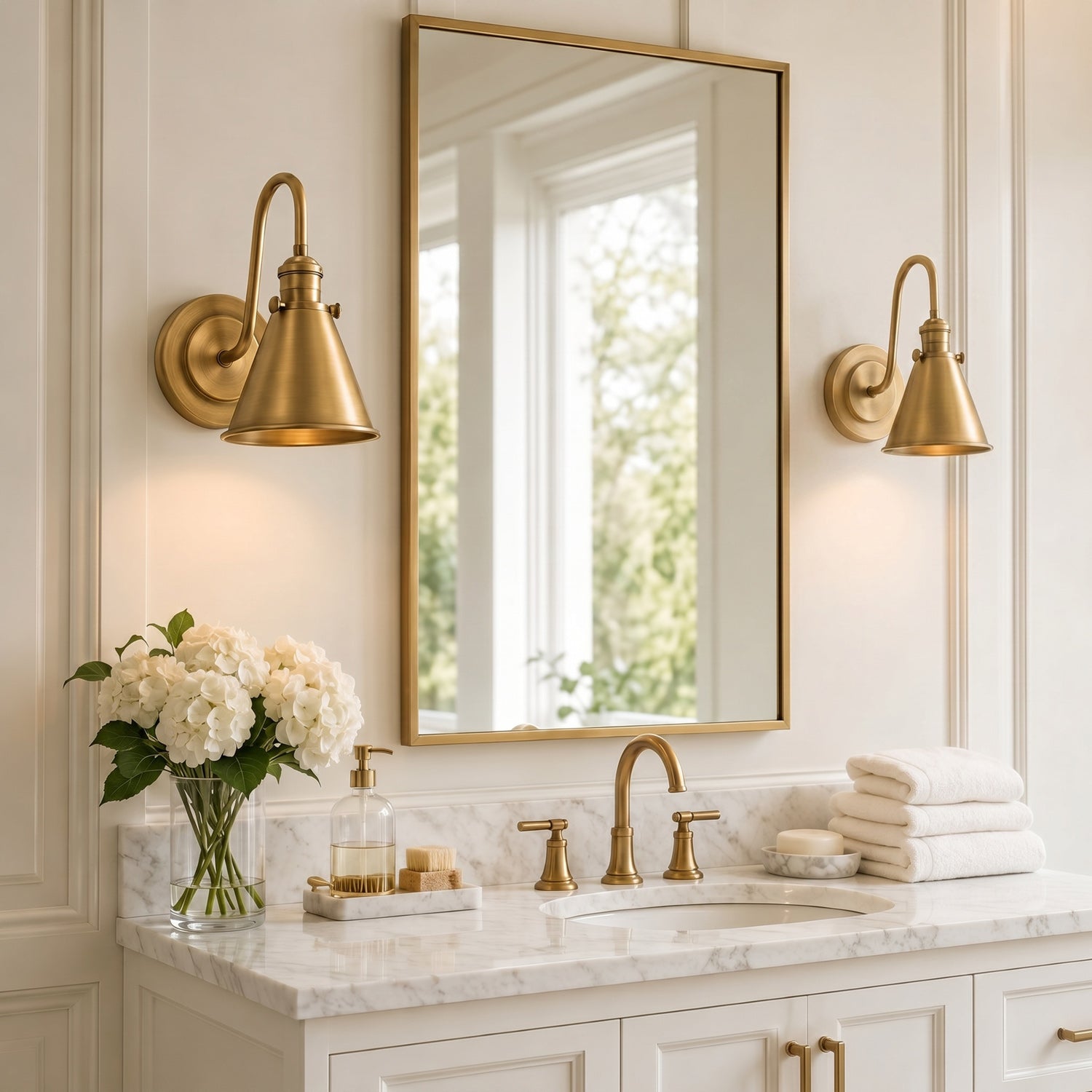 Cellmn Gooseneck Cone Wall Sconce (Brass or Black)
