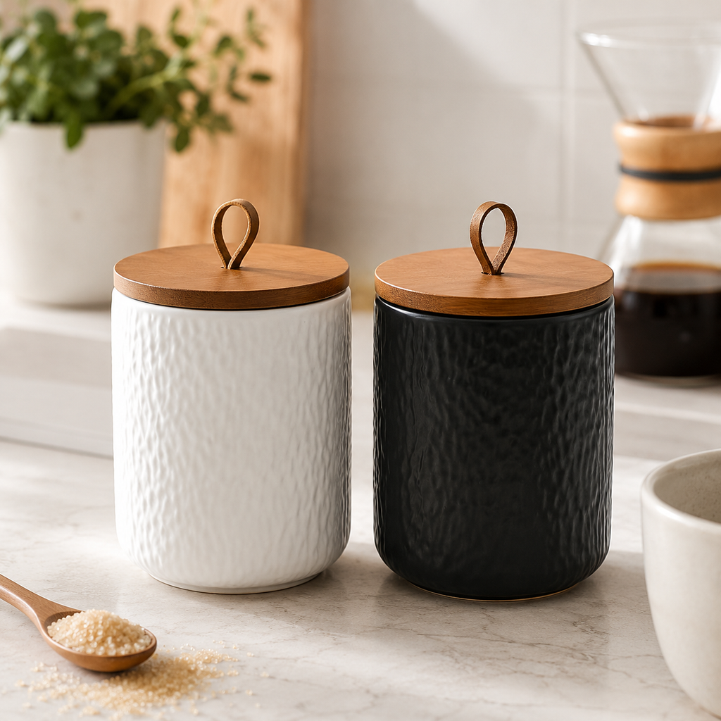 Airtight Kitchen Jar Rock Texture Finish Countertop Storage Container